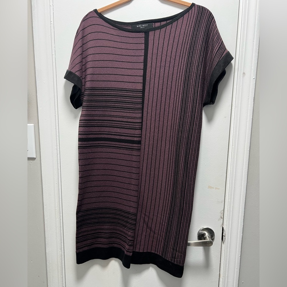 Nine West Women’s Size Small Purple and Black Striped Knit Dress